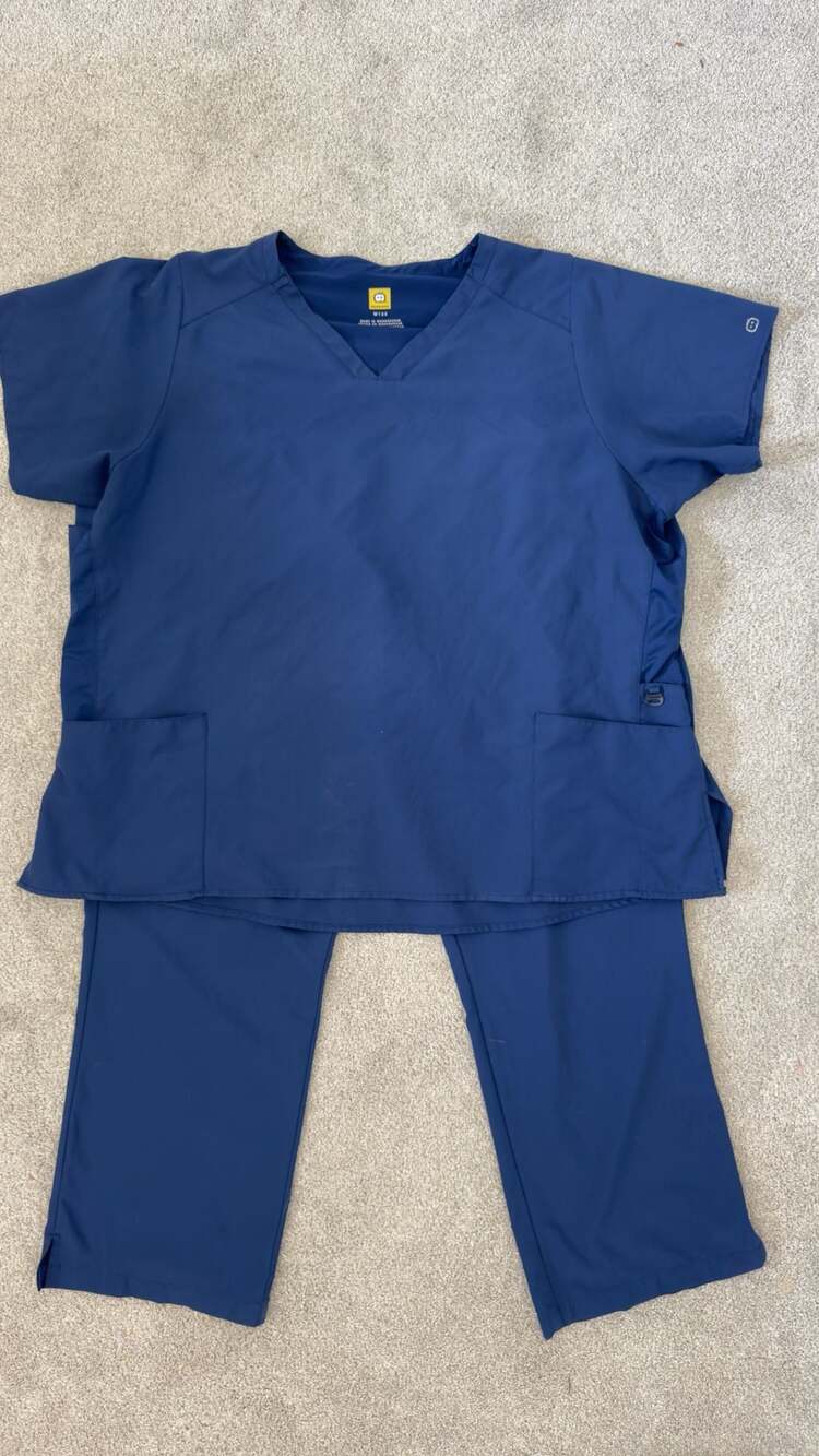 WonderWink W123 Scrub Set Size 3X Blue V-Neck Top and Pants